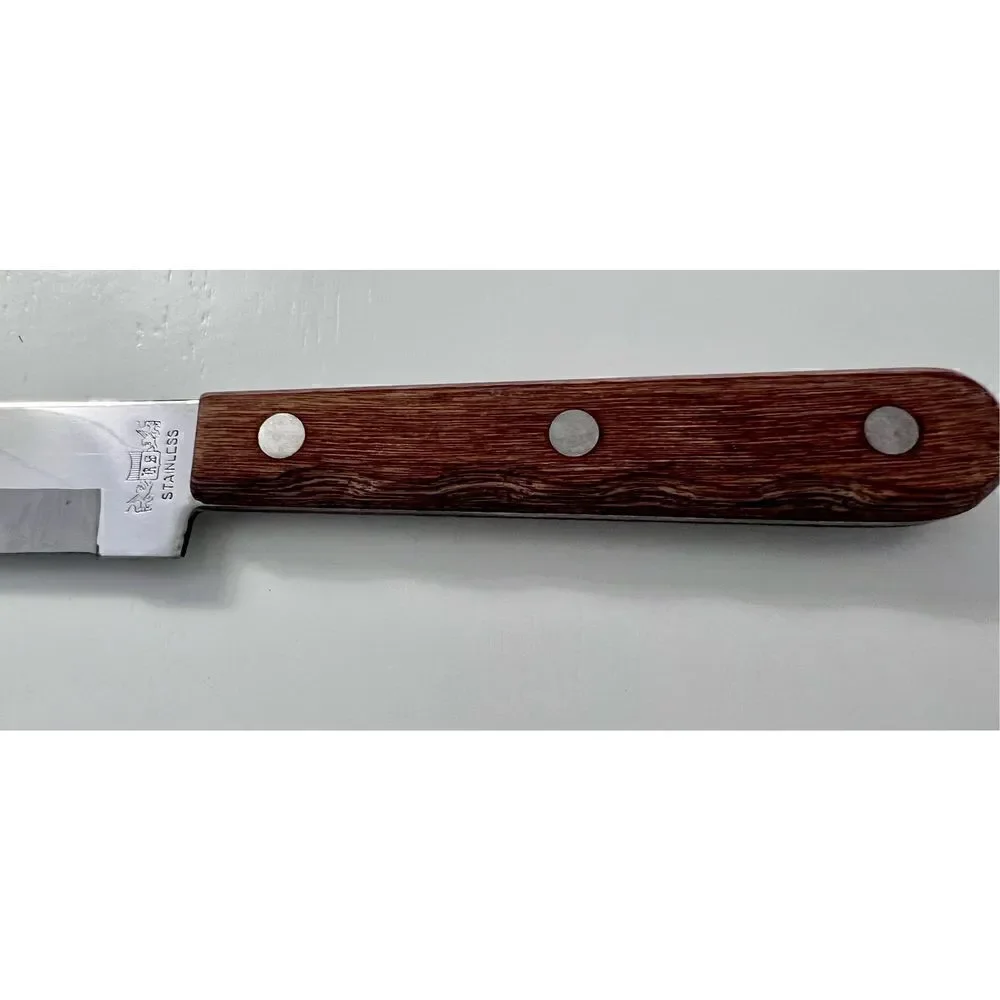 R. S. Stainless Vintage Wood Handle Chef's Knife, Made in Japan
